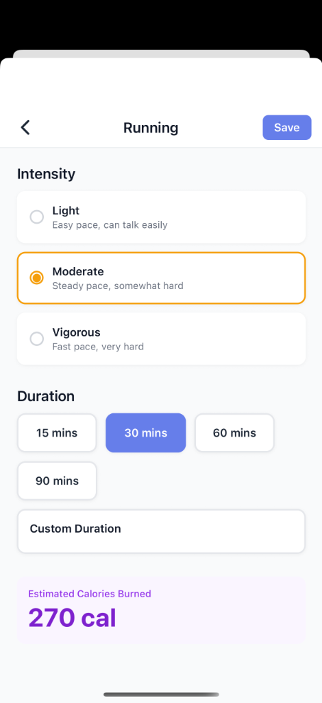 CalFast Exercise Tracking
